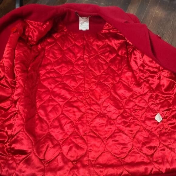 Vintage 80's 90's Barraza Red Wool Double Breasted Peacoat - Picture 7 of 13